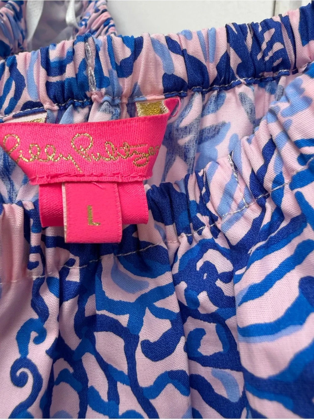 Lilly Pulitzer Frankee off The Shoulder Blue Floral Puff-Sleeve Top